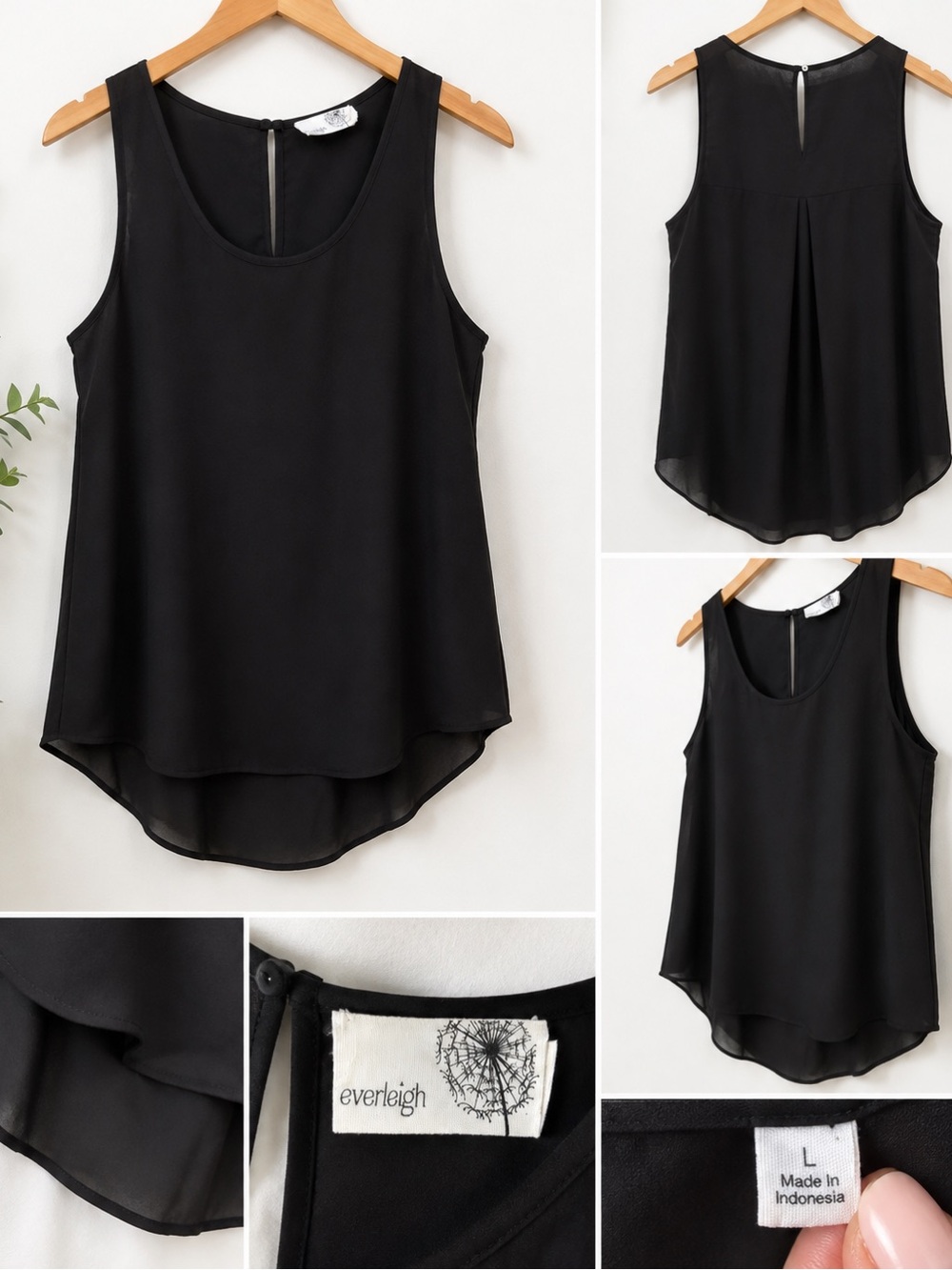everleigh Black Sleeveless Chiffon High-Low Camisole